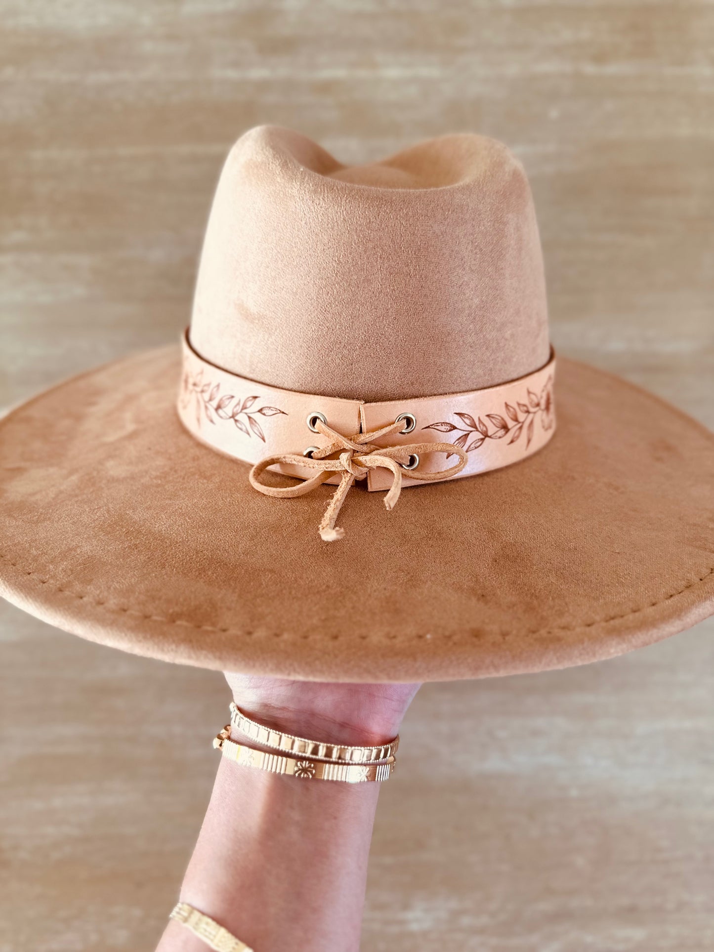 Flower Leather Hat Band
