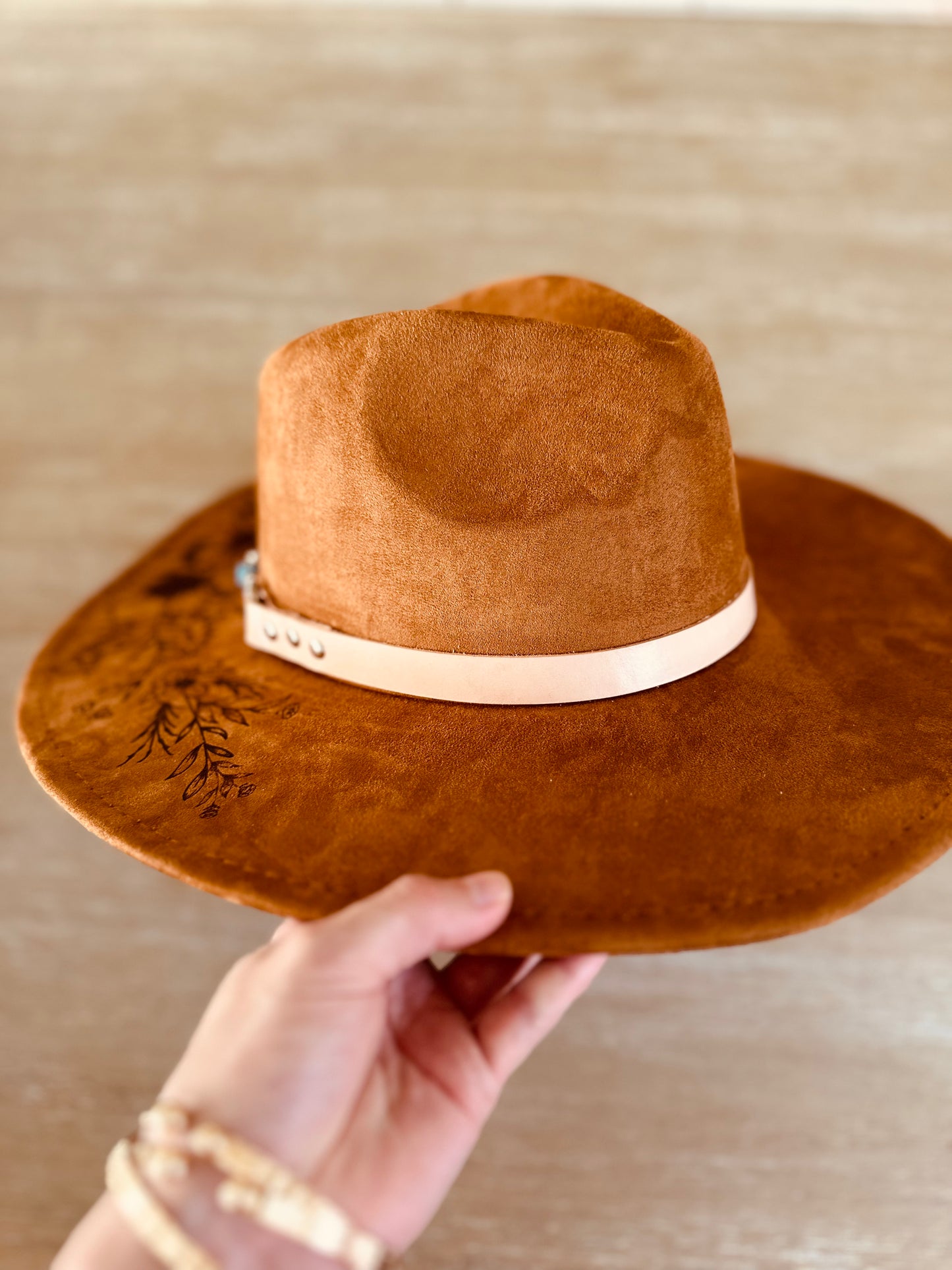 Blue apatite + Imperial Jasper Leather Hat Band