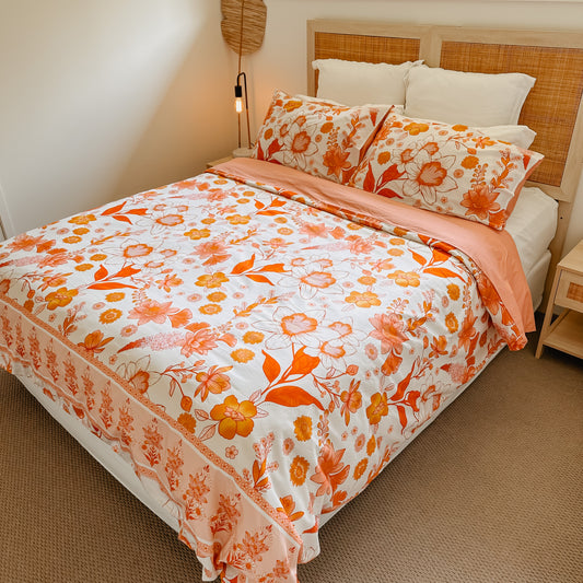 Autumn Grace Quilt Cover Set in : Creamy Linen