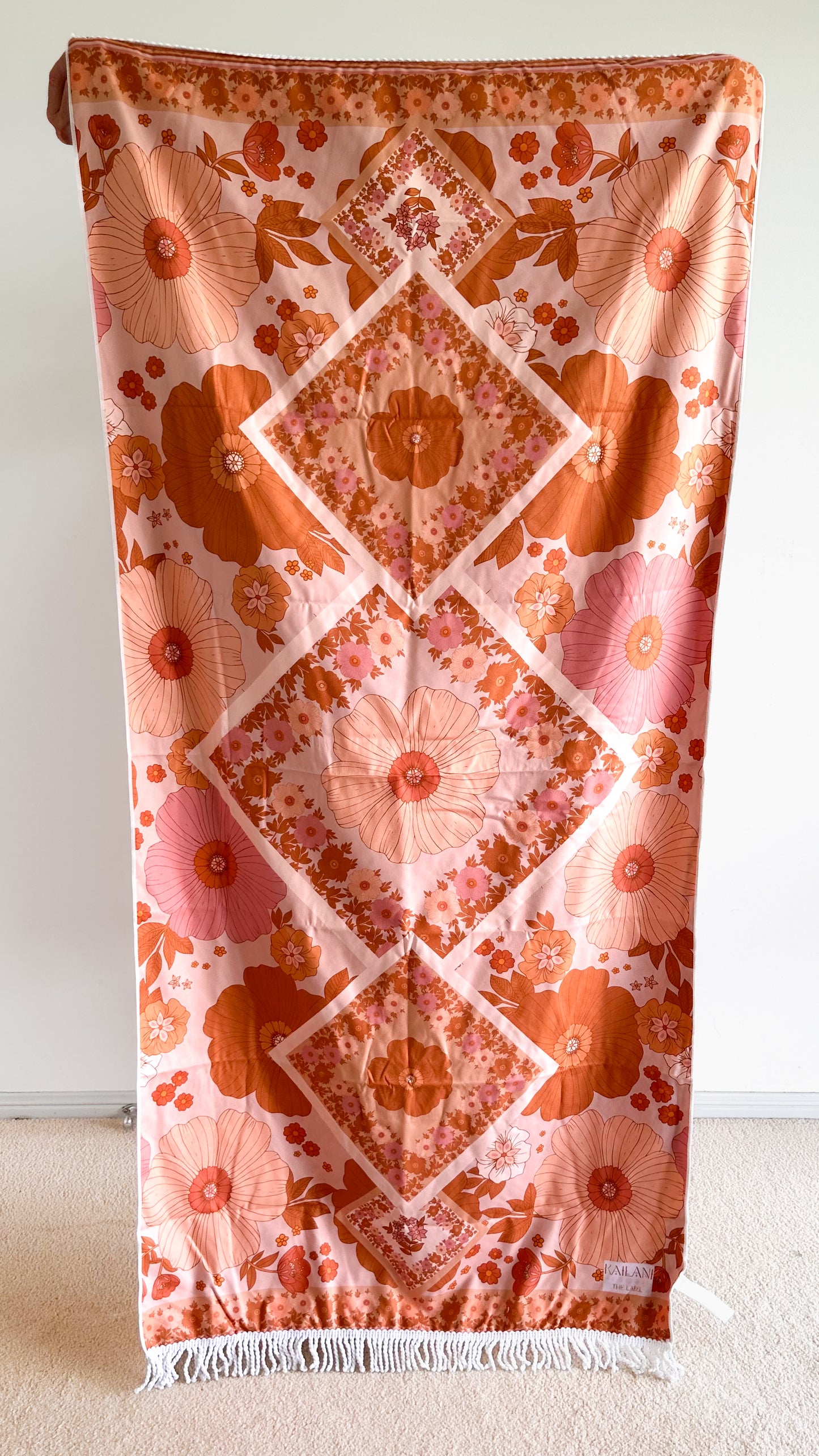 SAMPLE : Quick dry beach towel with tassels - Pink