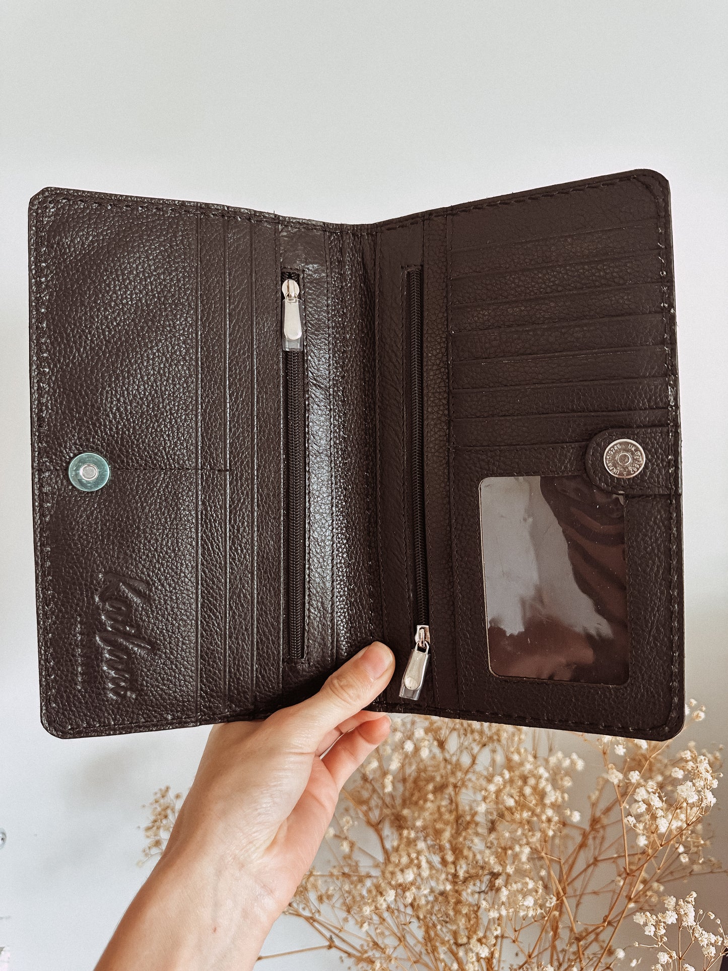 Floral mushroom book leather wallet with Turquoise