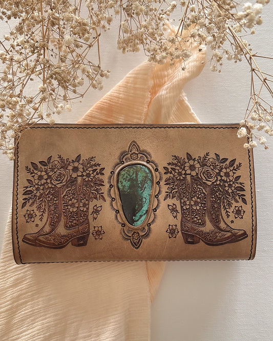 Cowgirl boots + Turquoise Leather Wallet