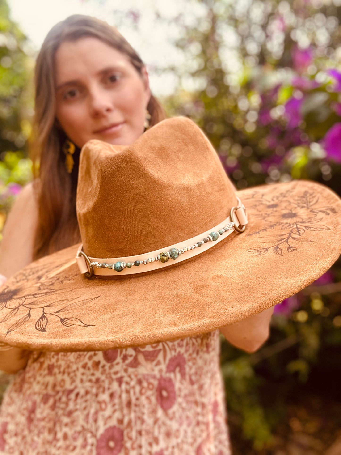 African Turquoise Leather Hat Band