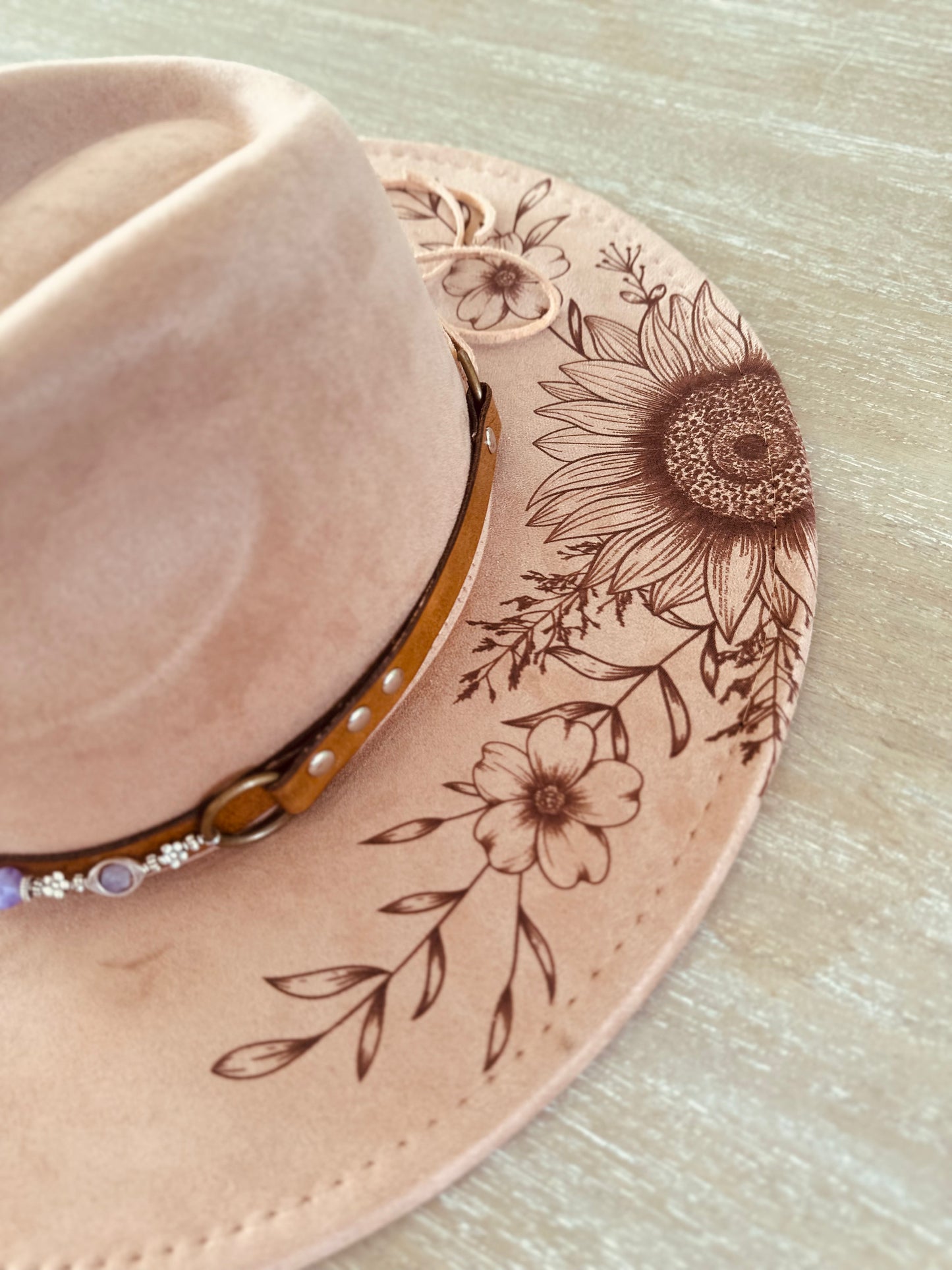 Purple Chalcedony + Amethyst Leather Hat Band