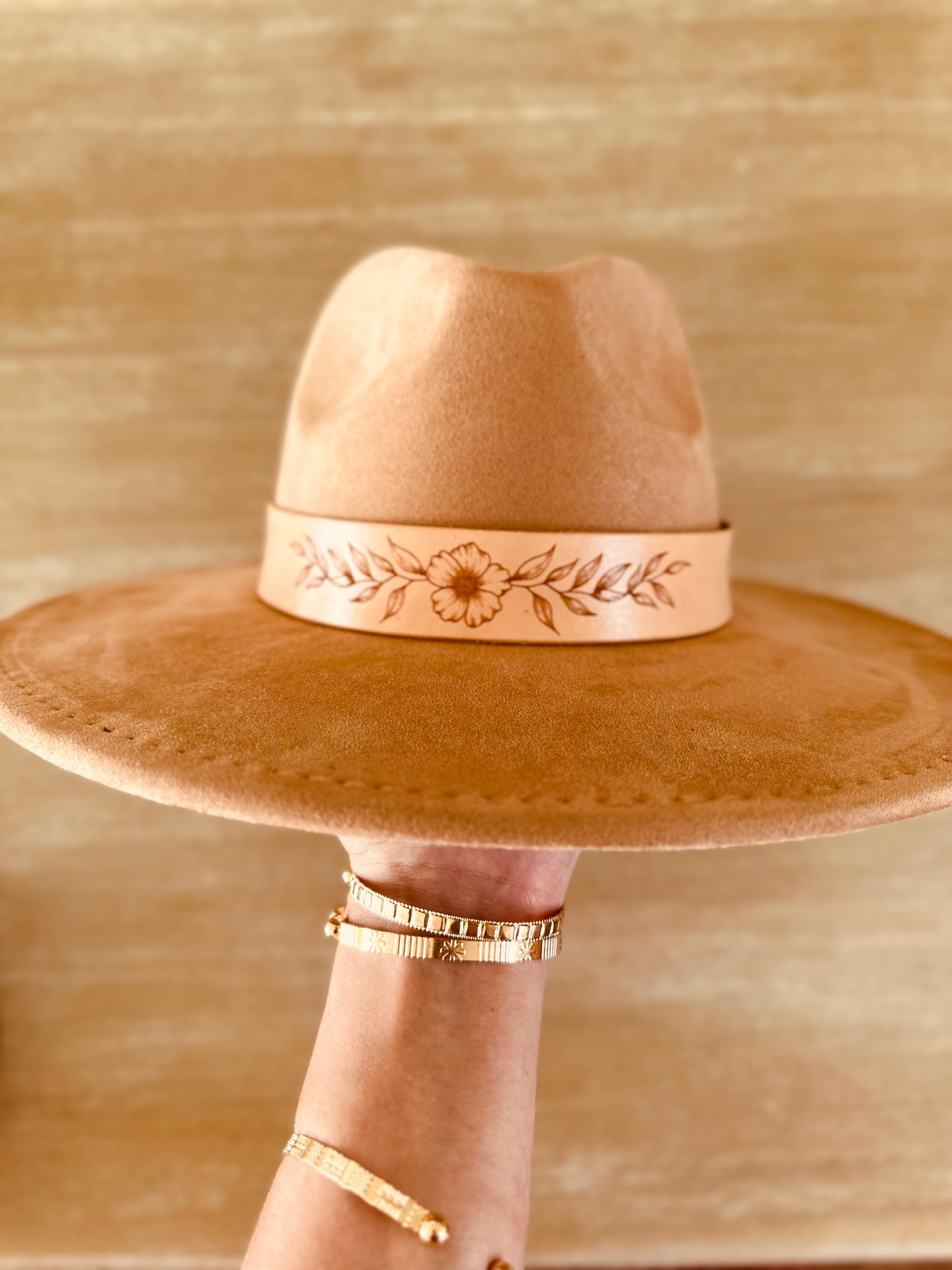 Flower Leather Hat Band