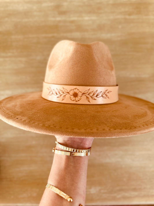 Flower Leather Hat Band