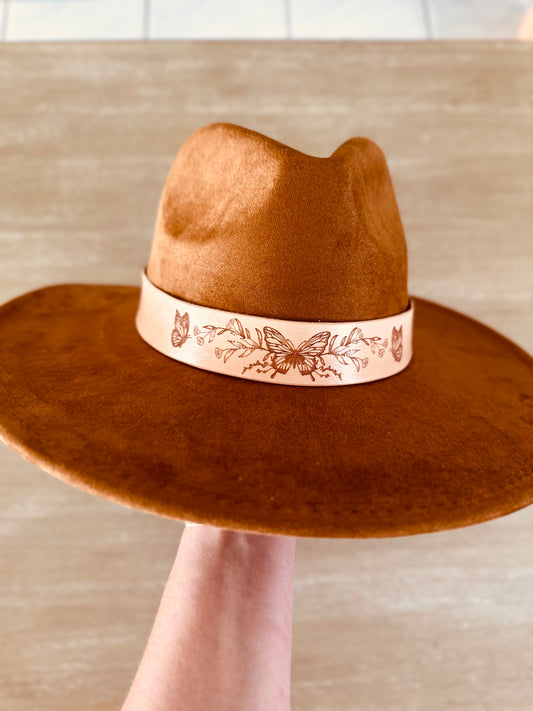 Butterfly & Floral Leather Hat Band