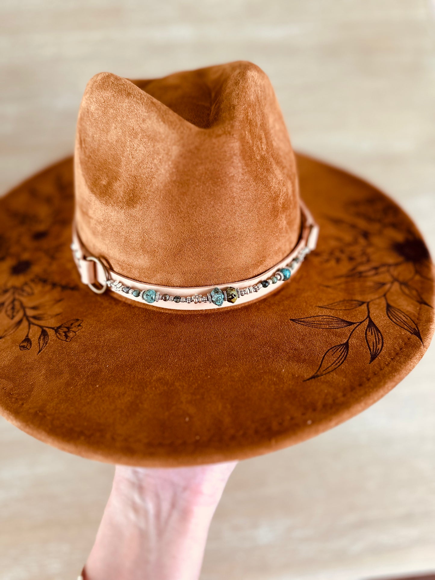 African Turquoise Leather Hat Band
