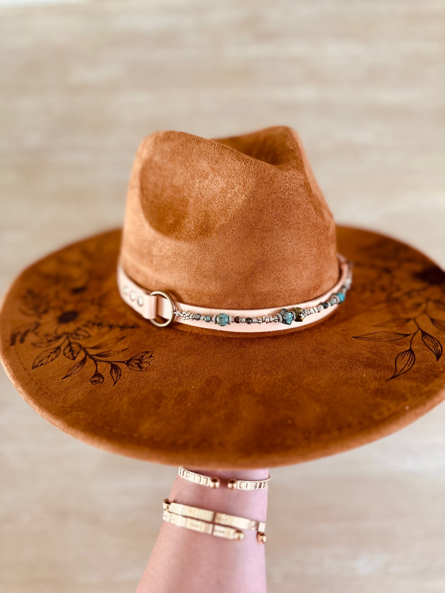 African Turquoise Leather Hat Band