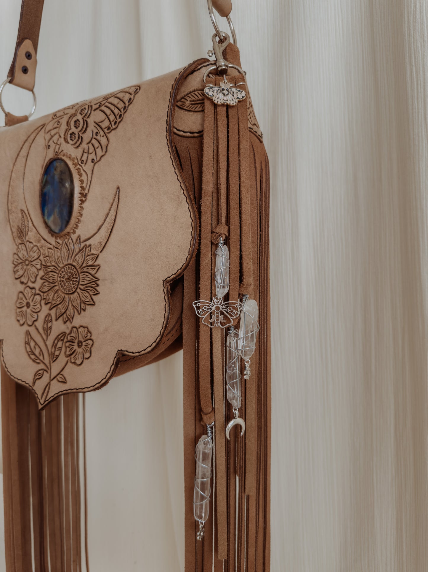 Tierra Sol Crossbody Bag: Butterflies & Labradorite