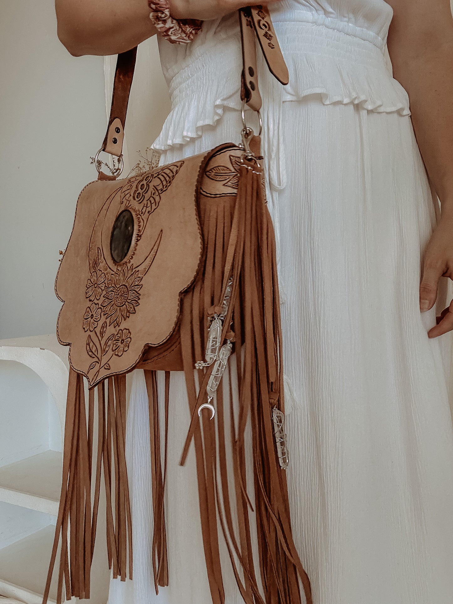 Tierra Sol Crossbody Bag: Butterflies & Labradorite