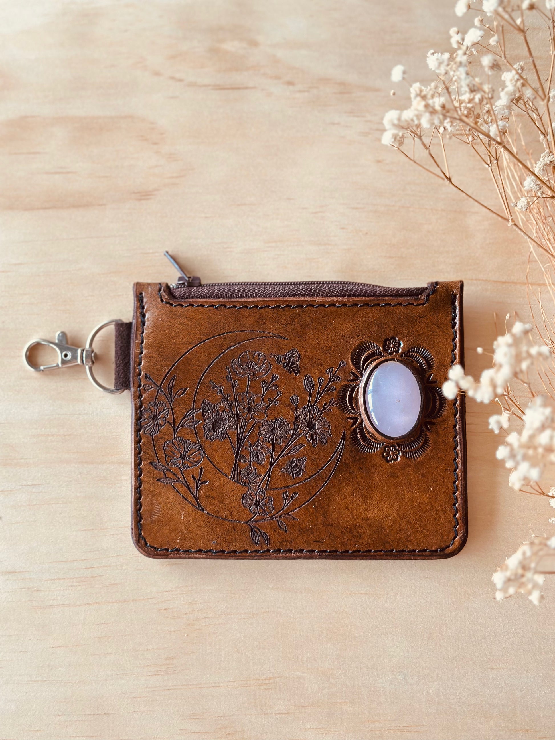 LIMITED EDITION Crystal Coin Card Wallet Rose Quartz In Brown Le limited-edition-crystal-coin-card-wallet-rose-quartz-in-brown-le