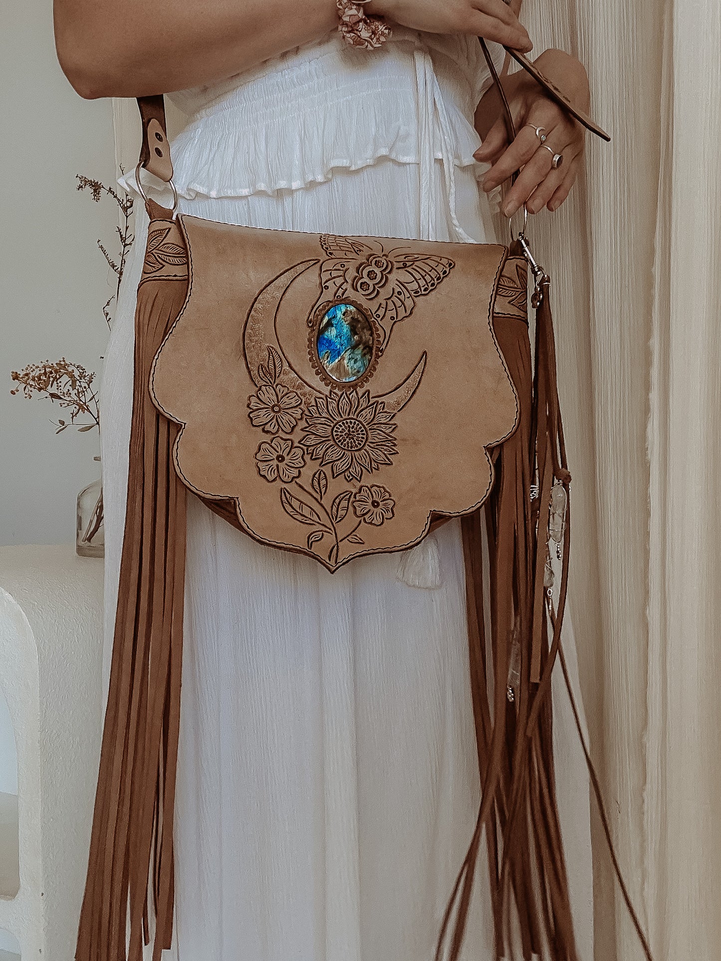 Tierra Sol Crossbody Bag: Butterflies & Labradorite