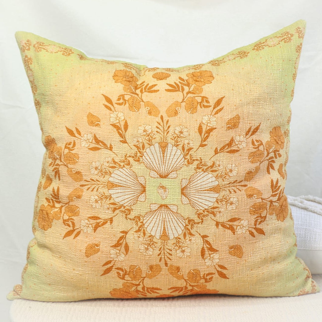 Oceania Cushion Cover - In mint Green & Marigold Orange