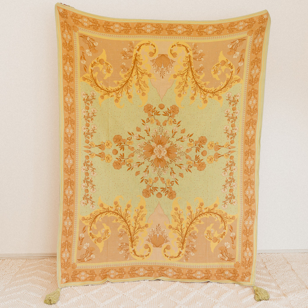 Oceania Throw Rug in Mint Green & Marigold Orange